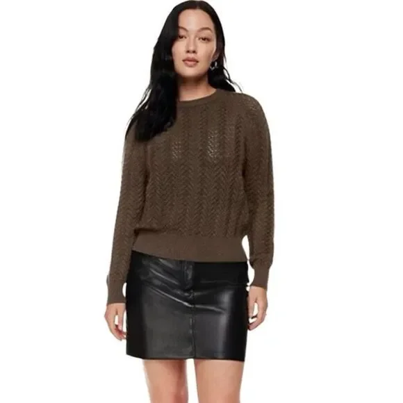 Aritzia Wilfred Arbor Merino Wool Sweater Womens Small Rich Mocha Brown - Picture 8 of 12